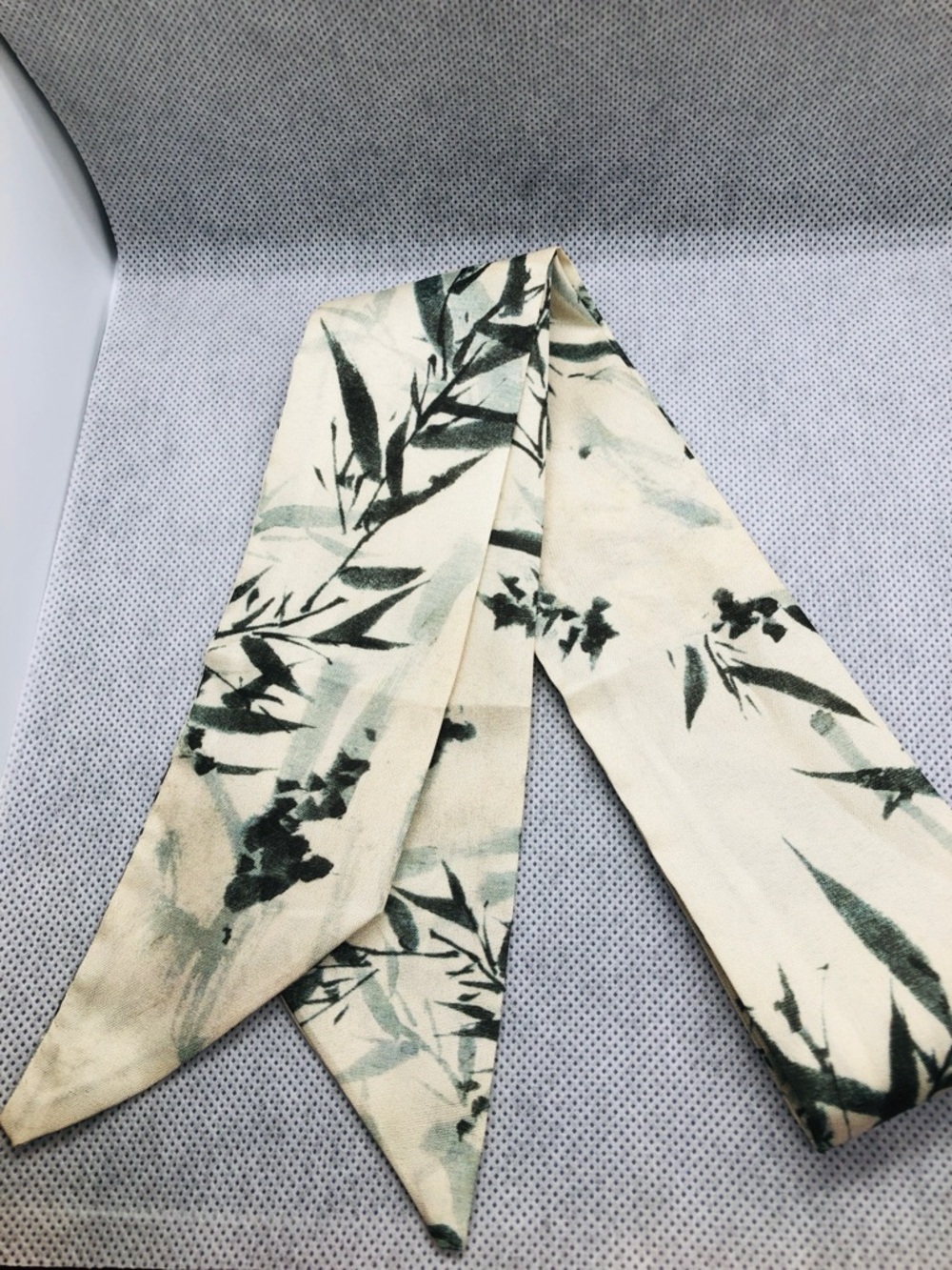 Cream and Green Botanical Scarf Tie